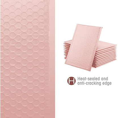 Switory 100Pcs Poly Bubble Mailers, 15.3x22.9cm Padded Envelopes Bulk, Bubble Lined Wrap Polymailer Bags for Shipping Packaging Mailing Self Seal Pale Pink (Inside Size: 15.3x22.9)