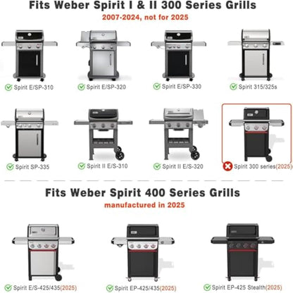 onlyfire Porcelain Enameled Steel Cooking Grates for Weber Spirit I & II 300 Series Gas Grills, Spirit 400 Series, Spirit 700, BBQ Replacement Grill Grate Fits Weber 7525/7638/7639, 2 Pcs