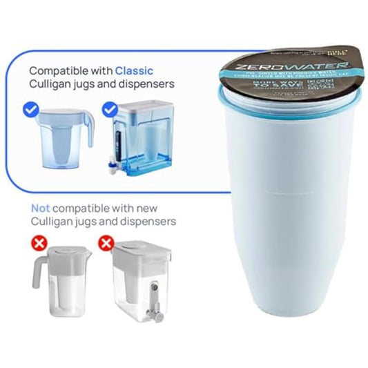 ZeroWater Replacement Water Filter Cartridges, 5 Stage Filtration System Reduces Fluoride, Chlorine, Lead and Chromium, 2 x Filter