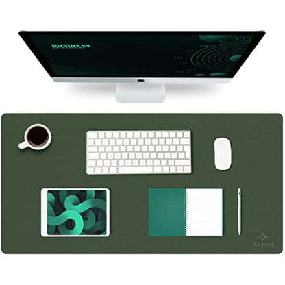 K KNODEL Large Office Leather Desk Mat, Mouse and Keyboard Pad, Computer and Laptop Mat, Desktop Protector and Cover, Writing Pad and Blotter (80x40cm, Dark Green)
