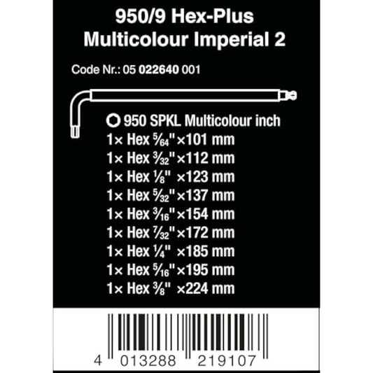 Wera 05022640001 950/9 Hex-Plus Multicolour Imperial 2, 9-teilig