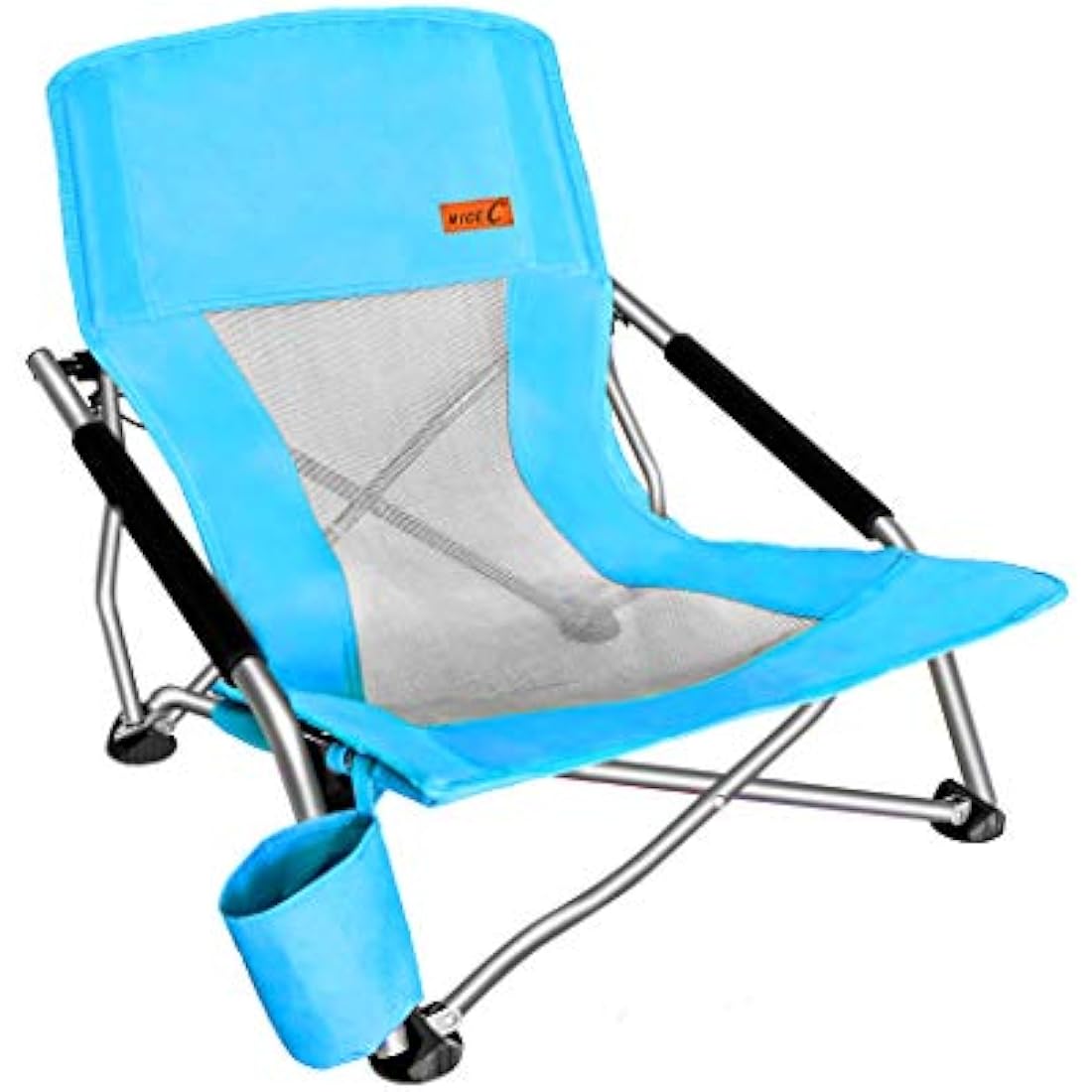Nice C Low Beach Camping Folding Chair, Ultralight Backpacking Chair with Cup Holder & Carry Bag Compact & Heavy Duty Outdoor, Camping, BBQ, Beach, Travel, Picnic, Festival (1 Pack of Blue)