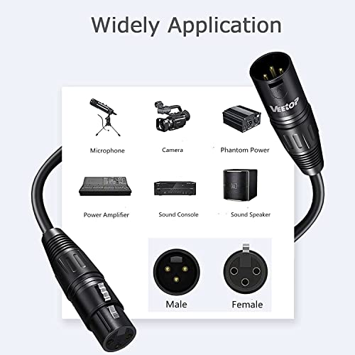Veetop 20m XLR to XLR Cable, 3 Pin Male to Female Balance Audio XLR Microphone Cable Microphone Extension Cable for PA System,Studio Recorder,Amplifier, Audio Mixer,Speakers System, Audio Recording