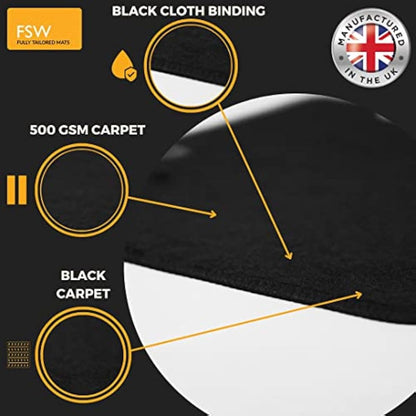 FSW - Tailored Mats - Fits VOLKSWAGEN Vw T-Roc 2017 Onwards - Black Carpet - Anti Slip Mat - Non Slip Car Floor Mat, Fitted With Clips & Granulated Backing - 4 Pc Floor Mat Only