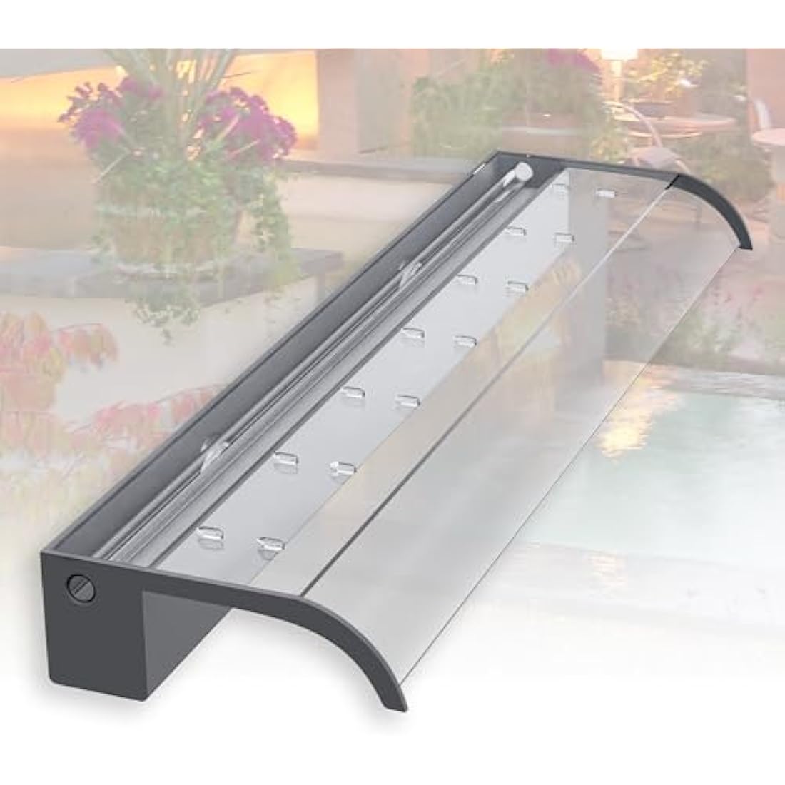 LONGRUNNEW Pond Waterfall Blade Kit, 90cm Acrylic Pool Fountain with Accessories, Width 18cm Curved Outlet Spillway for Garden Patio Pond Decoration