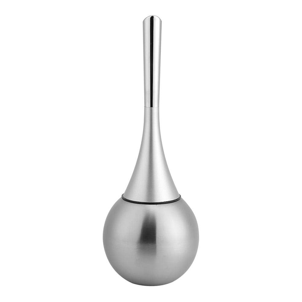 Toilet Brush and Holder, Toilet Cleaning Brush with Stainless Steel Base Kit for Bathroom Cleaning (Silver)