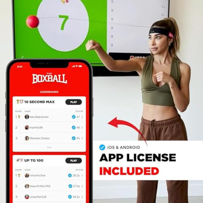 Boxbollen Original with App, Used by Celebrities - MMA Gear Boxing Ball - Boxing Reflex Ball with Adjustable Strap - Interactive Boxball App Integration - 1 Pack