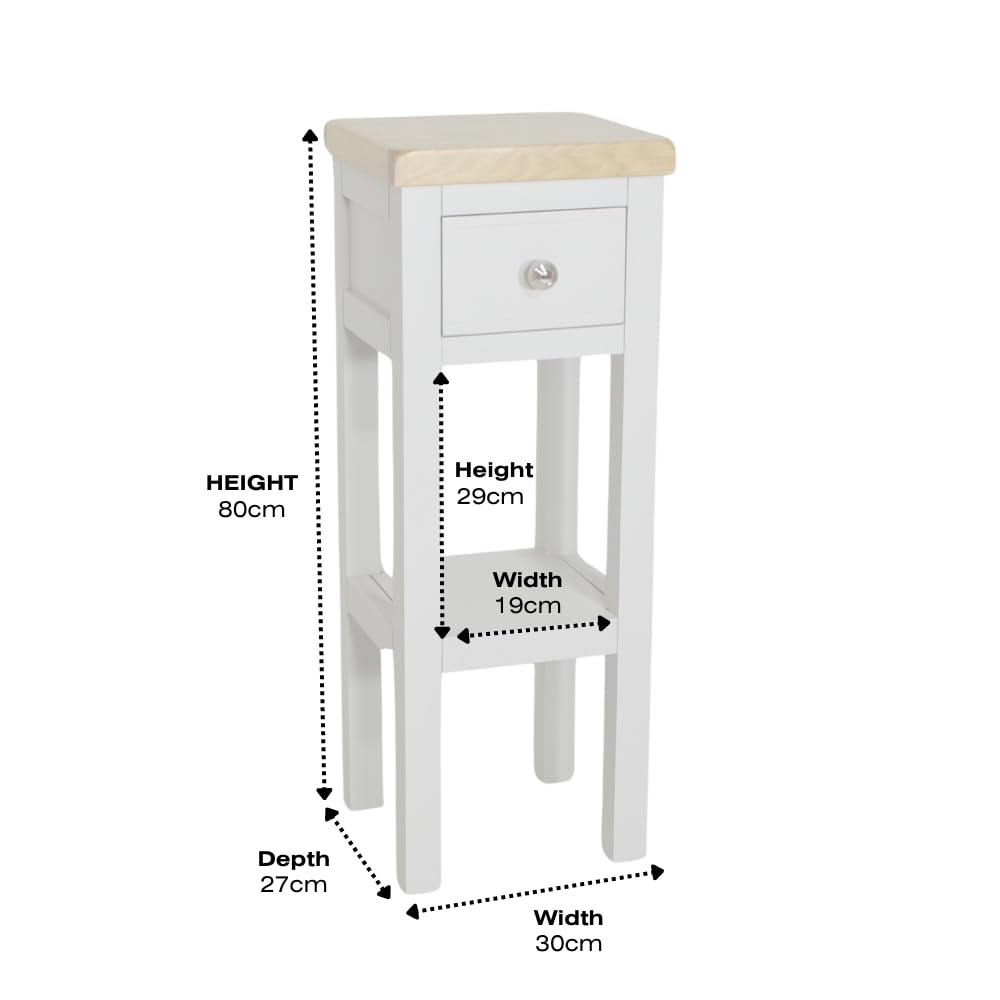 GROF GROFurniture Small Side Table with Drawer Painted White Small Console Table for Living Room or Hallway