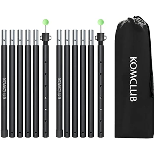 KOMCLUB Tarp Poles Adjustable Tent Pole Upgrade Thickened Stainless Steel Camping Tarp Pole for Outdoor Canopy Awning Rain Shelter