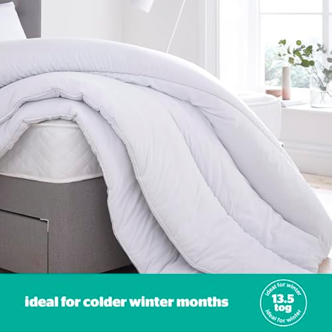 Silentnight Just Like Down 13.5 Tog Single Duvet - Luxury Hotel Winter Warm Thick Heavyweight Duvet Quilt with Soft Silky Down Like Fibres - Machine Washable and Hypoallergenic - Single