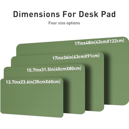 Aothia Leather Desk Pad, Large Non-Slip Laptop Mat, Waterproof PU Leather Table Mat for Office and Home (60cmX35cm, Olive Green)