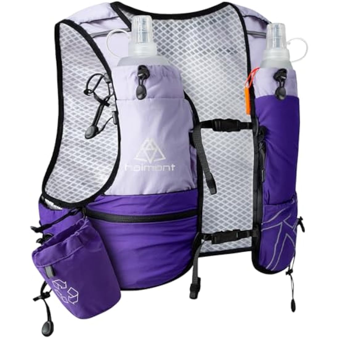 Haimont Hydration Running Vest with Water Bottles for Women Men, Adjustable Lightweight 8L Water Backpack with Soft Flasks for Trail Running Marathon