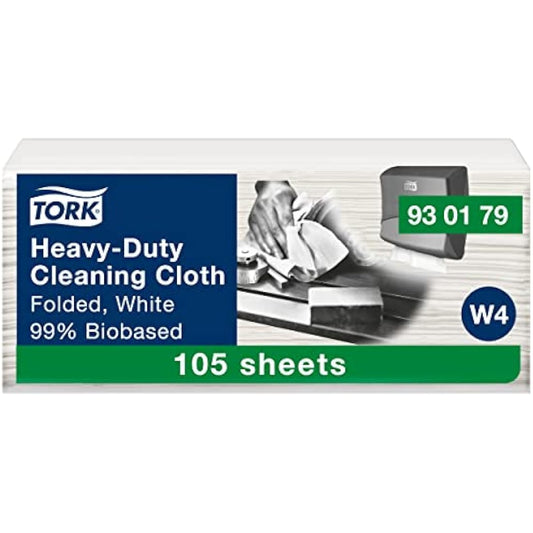 Tork Biobased Heavy-Duty Cleaning Cloth White W4, 1 ply, 105 cloths, 930179