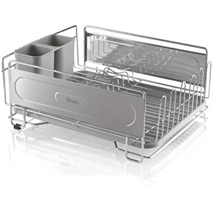 Swan SWKA5050N Dish Rack, Rust Resistant Dish Drainer with Anti Slip Feet and Drip Tray, Chrome