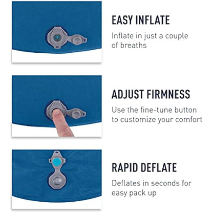 Sea to Summit - Aeros Premium Pillow R - Inflatable Travel Pillow - Soft & Comfy Brushed 50D Polyester - Lock System - Ultra-Sil Stuff Sack - For Backpacking - 34 x 24 x 11cm - Lime Green - 79g