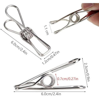 Skroad 48 Pack Clothes Pegs, Stainless Steel Laundry Hanging Clothesline Clips for Clothes, Paper Files, Snacks Seal