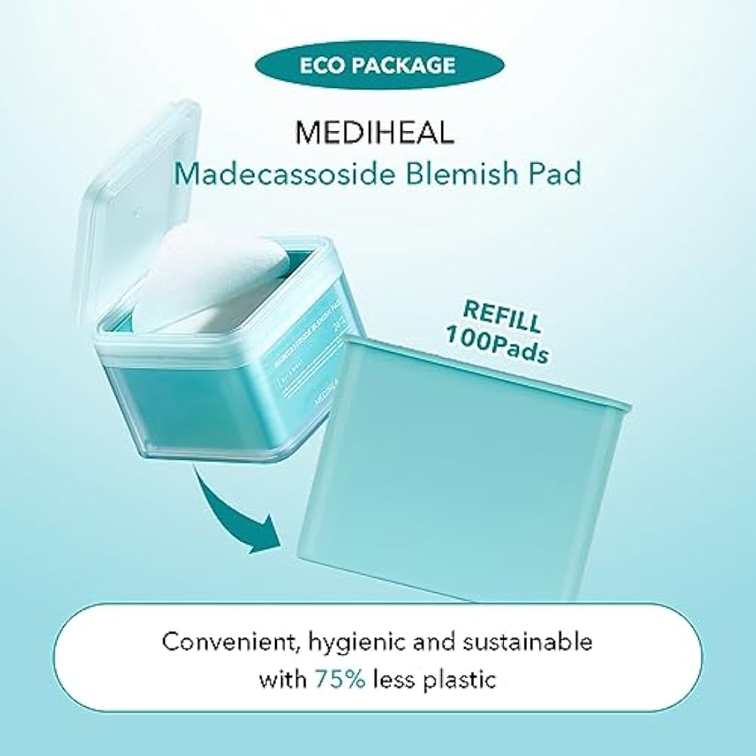 (Only Refill) Mediheal Madecassoside Blemish Pad (100 Pads) - Cotton Facial Toner Pads for Anti Blemish to Improved Uneven Skin Tone - Vegan Gauze Pads
