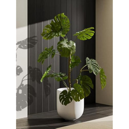 LE TAUCI 30 cm Plant Pot, Ceramic Large Planters for Indoor Plants, Indoor Plant Pots for Home Garden Patio Office, Outdoor Flower Pots with Drainage Holes and Rubber Plug, White