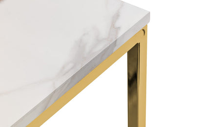 Julian Bowen Scala Dining Table, Marble Effect & Gold -H75.5 x W120 x D80cm
