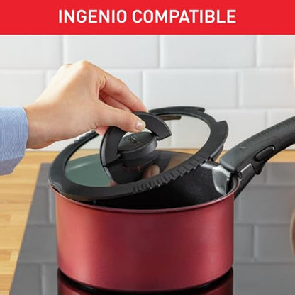 Tefal Ingenio L9931012 3 Piece Glass Lids, 18-18-20, Black