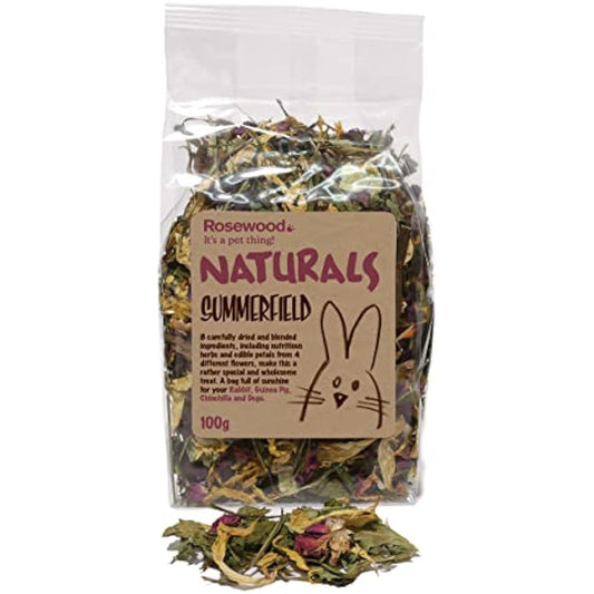 Rosewood Naturals Summerfield Salad, Small Animal Treat for Rabbits, Guinea Pigs, Chinchillas, Degus, Hamster and Gerbils, 100g