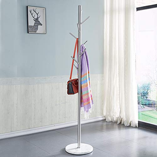 Coat Rack Stand, Super Sturdy Metal Coat Tree Clothes Rack w/ Marble Base