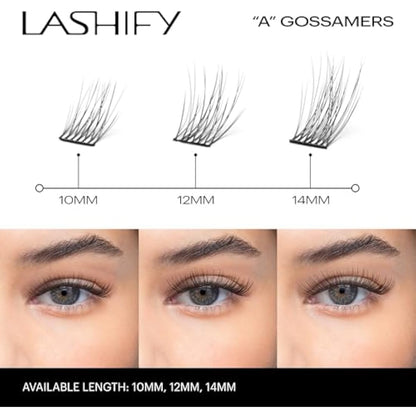 Lashify Amplify 10mm Gossamer DIY Eyelash Extensions Refill, Black, Easy False Eyelashes for a Natural Look