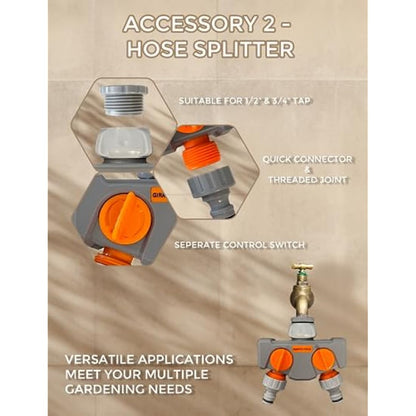 Giraffe Tools Garden Hose Reel Kit with Tap Splitter and Cover, 35m Retractable Hose