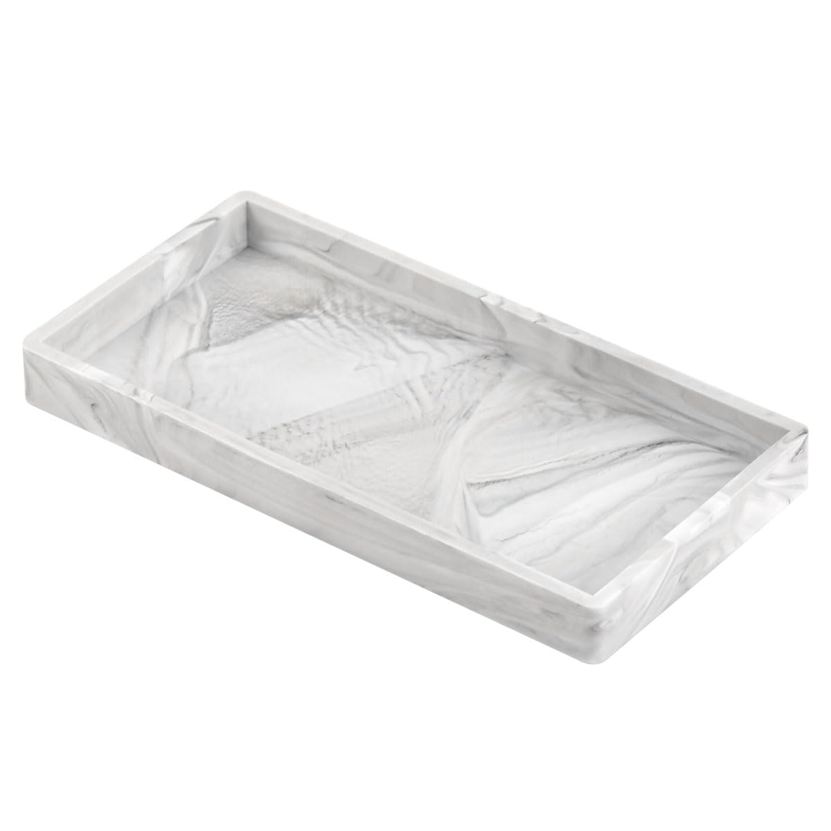 CENBEN White Marble Silicone Bathroom Vanity Tray, Rectangle Trinket Candle Tray Silicone Cosmetic Trays Dish Jewelry Trays for Soap Shampoo Perfume