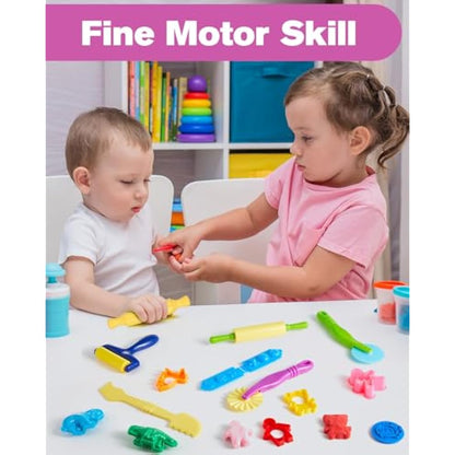 Lictin Kids Dough Tools and Cutters, 44 Pcs Dough Tools for Kids, Modeling Clay for Toddlers Girls Boys with Storage Box