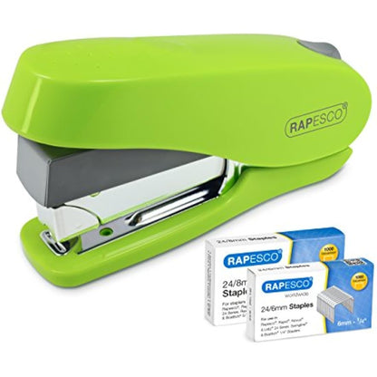 Rapesco 1470 Luna Less Effort Stapler with 2000 Staples, 50 Sheet Capacity, Green