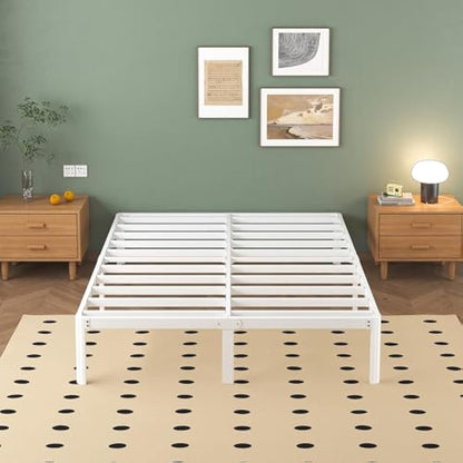 Lutown-Teen White Small Double Bed Frame 4ft with Rounded Corner Legs, Heavy Duty Metal Bed Frame Small Double, Small Double Beds 36 cm High, Noise Free, Easy Assembly
