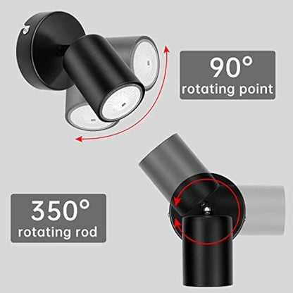Dehobo Wall Light Spotlight Indoor in Matt Black Adjustable Spot Light with GU10 Socket LED 6W Compatible Industrial Ceiling Wall Spot Light 2 Pack for Kitchen Lounge Bedroom Dining Room