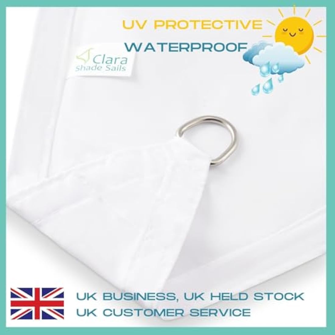 Clara Shade Sails - White Rectangle 6x4m Sun Shade Sail, Conservatory Sail Shades, Pergola Canopy, Garden Sail Canopy Waterproof, Patio Gazebo, Garden Tent, Outdoor Sun Sail Shade, Garden Awning