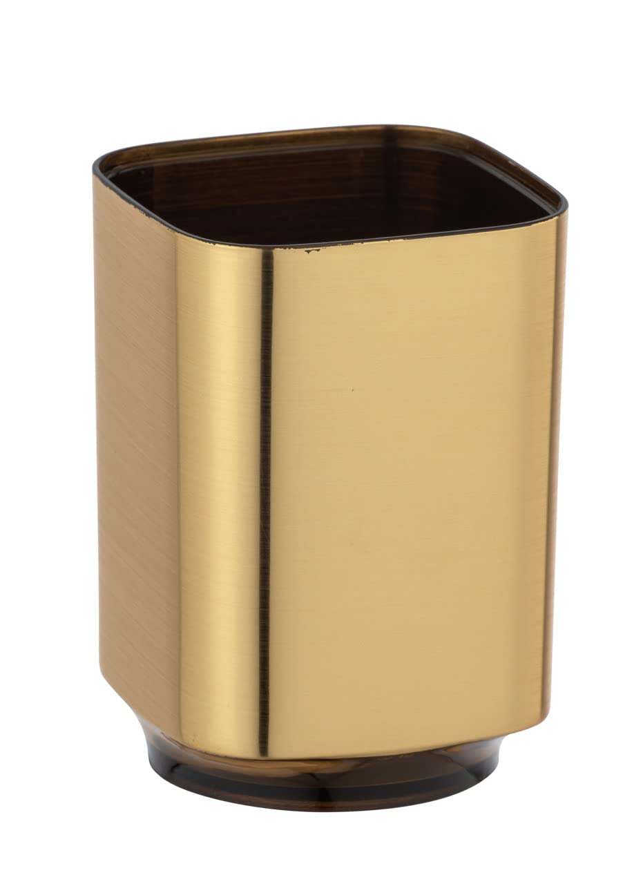 WENKO Auron Gold Holder for Toothbrush and Toothpaste, 10 x 7 x 7 cm