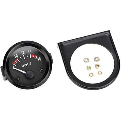 Car Universal 12V Voltmeter, 52mm Voltage Meter Gauge 8-16V BX100007 Aluminum Alloy Automotive Replacement Voltmeter Gauges for Most 12V Car