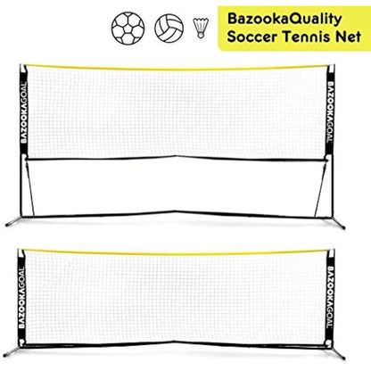 BazookaGoal Football Tennis Net 9.8x3.3ft Complete Set – Adjustable and Foldable Volleyball Net Training Tennis Net for Kids and Adults