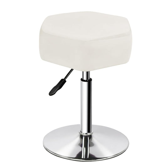 FURWOO Hexagon Beauty Stool with Velvet Cushion Height Adjustable Makeup Stool for Dressing Table SmallWhite
