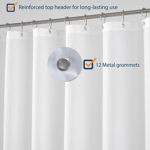 N&Y HOME Fabric Shower Curtain Liner 69 x 70 inches, Hotel Quality, Washable, Water Resistant White Spa Bathroom Curtains with Grommets, 69x70