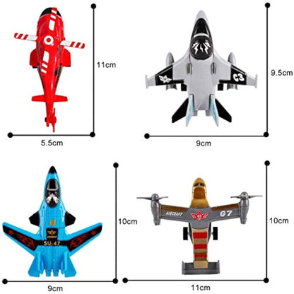 deAO Set of 12 Pull Back Airplanes Vehicle Playset Variety Pack of Helicopters, Stealth Bombers, Fighter Jets, Aircraft, Planes