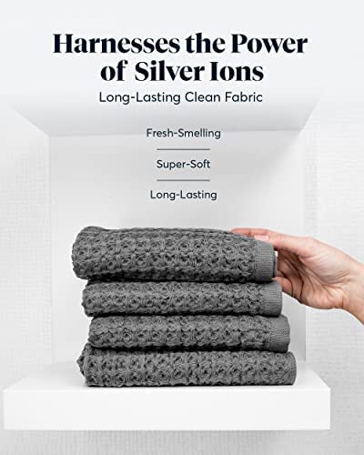 Sutera Silverthread Supima Cotton Waffle Hand Towel, Grey
