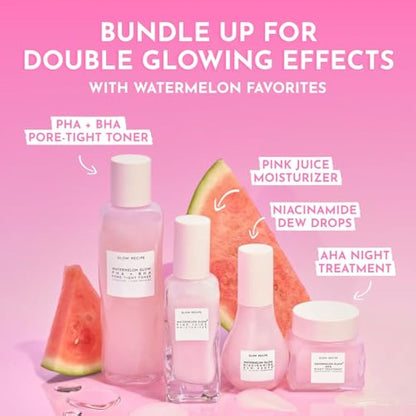 Glow Recipe Watermelon Glow Sleeping Mask - Exfoliating, Anti-Aging + Brightening Overnight Face Mask with AHA, Hyaluronic Acid + Pumpkin Seed Extract for Sensitive Skin - Hydrating Mask (80ml/2.7oz)
