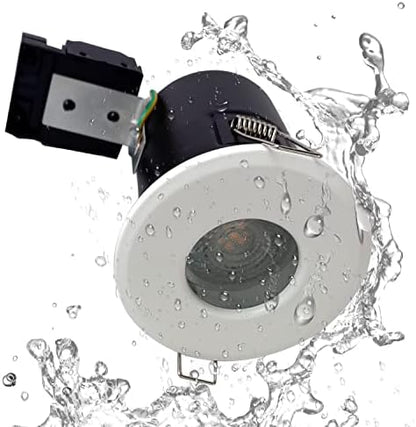 4XSweier 90 Minute Fire Rated LED Downlights, IP65 Waterproof Bathroom Ceiling Spotlight,230V GU10 Downlight （Bulb not Included） (White, Set of 4)