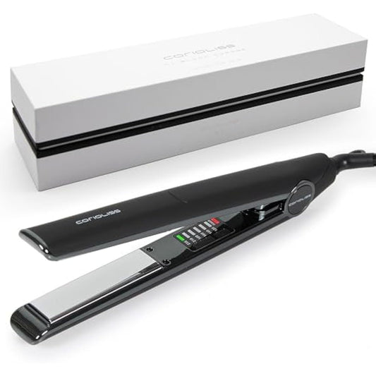 Corioliss C1 Hair Straightener for Women | Professional Titanium Plates | Ionic Flat Iron | Temperature Control 120°C to 235°C | Straightening and Waves | Travel Case | UK Plug | Black Chrome