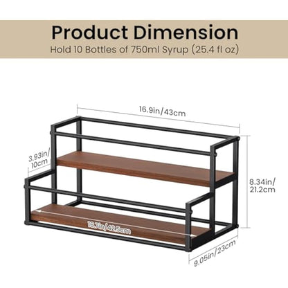 THYGIFTREE Coffee Syrup Rack Organizer 2-Tier Syrup Bottle Holder Stand for Coffee Bar Station