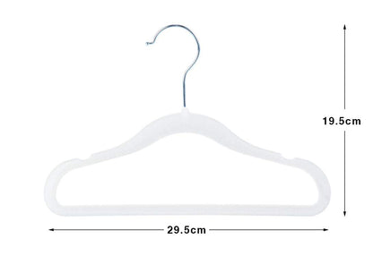 Finnhomy Non-Slip Clothes Hangers for Baby and Kids 30-Pack Velvet Hangers with 10 Finger Clips, White