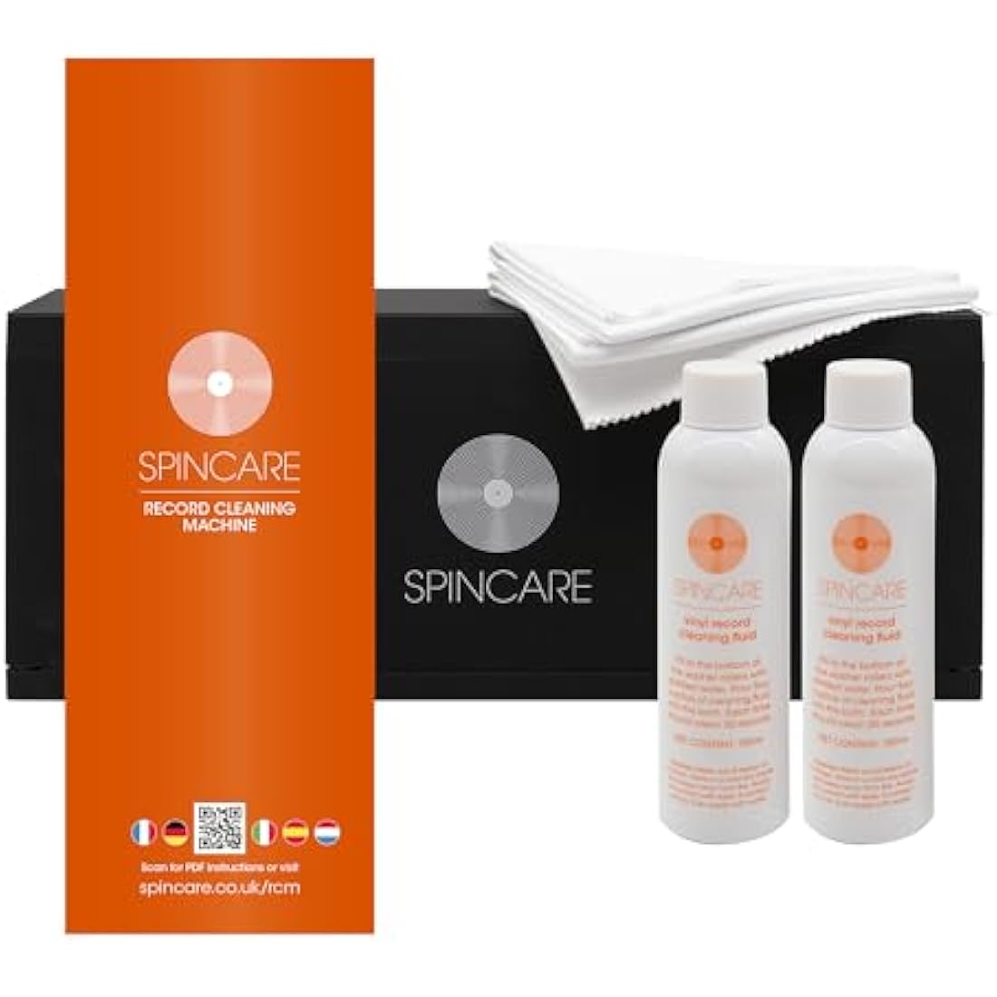Vinyl Record Cleaner Kit by SPINCARE | Record Cleaning Machine Includes Washer Solution Drying Rack & Accessories | Cleans 500 LPs & Protects Labels