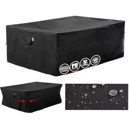 F&J Outdoors Garden Furniture Covers Heavy Duty UV Resistant Tear Resistant Outdoor Table Cover Waterproof Windproof Sectional Sofa Large Garden Furniture Cover, Black, 274x208x84cm
