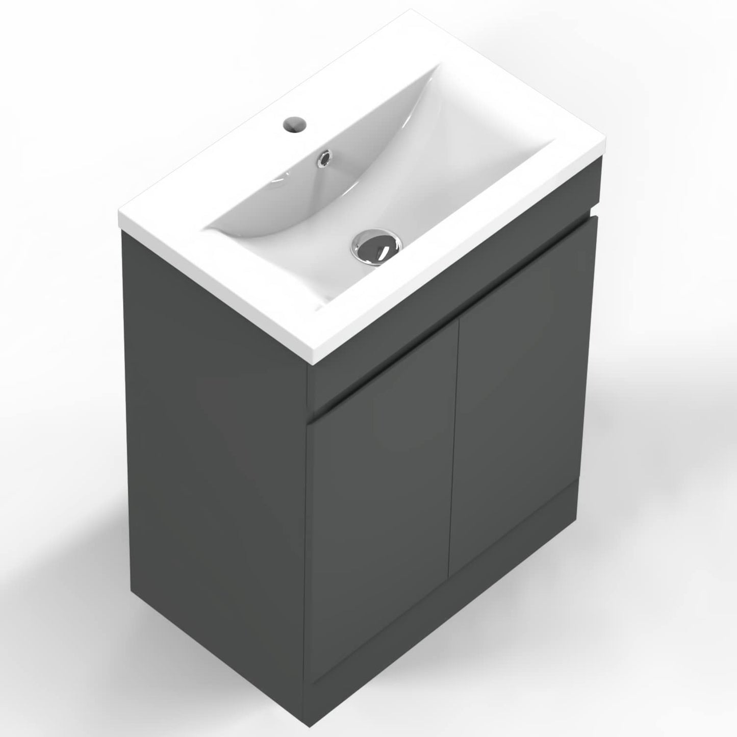 Biubiubath 500mm Vanity Unit with Basin Floor Standing Matt Grey Storage Cabinets 2 Doors