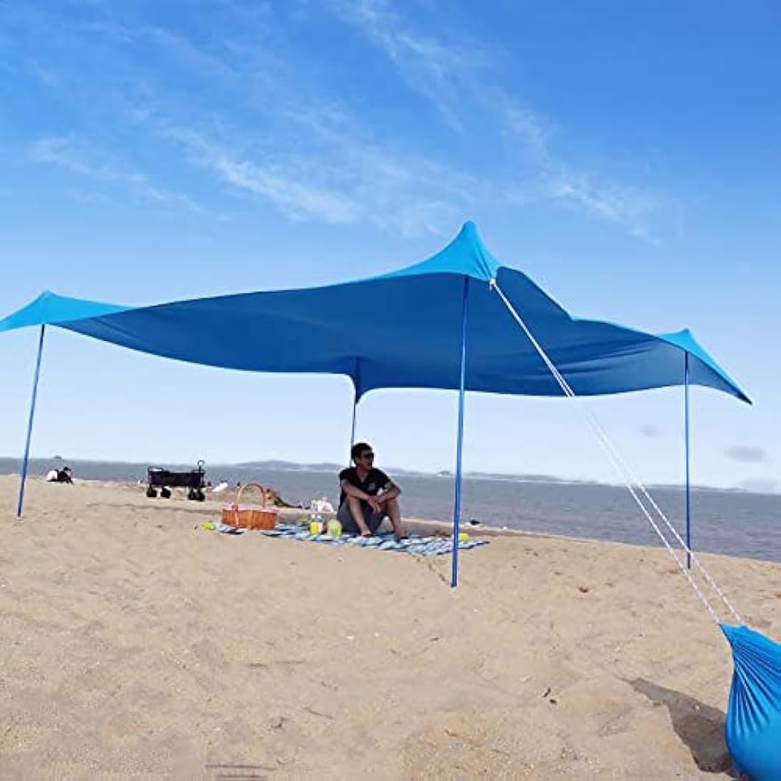Beach Tent Anti UV Adult Child Ventilation Shelter Family Beach Large Sunshade Portable Canopy (Blue, M)